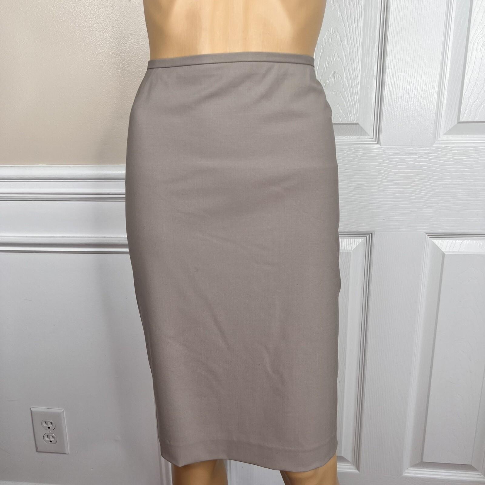 LAFAYETTE 148 NY  Women Virgin Wool Skirt Suit Size 4 Beige Stretch Lined 2PC