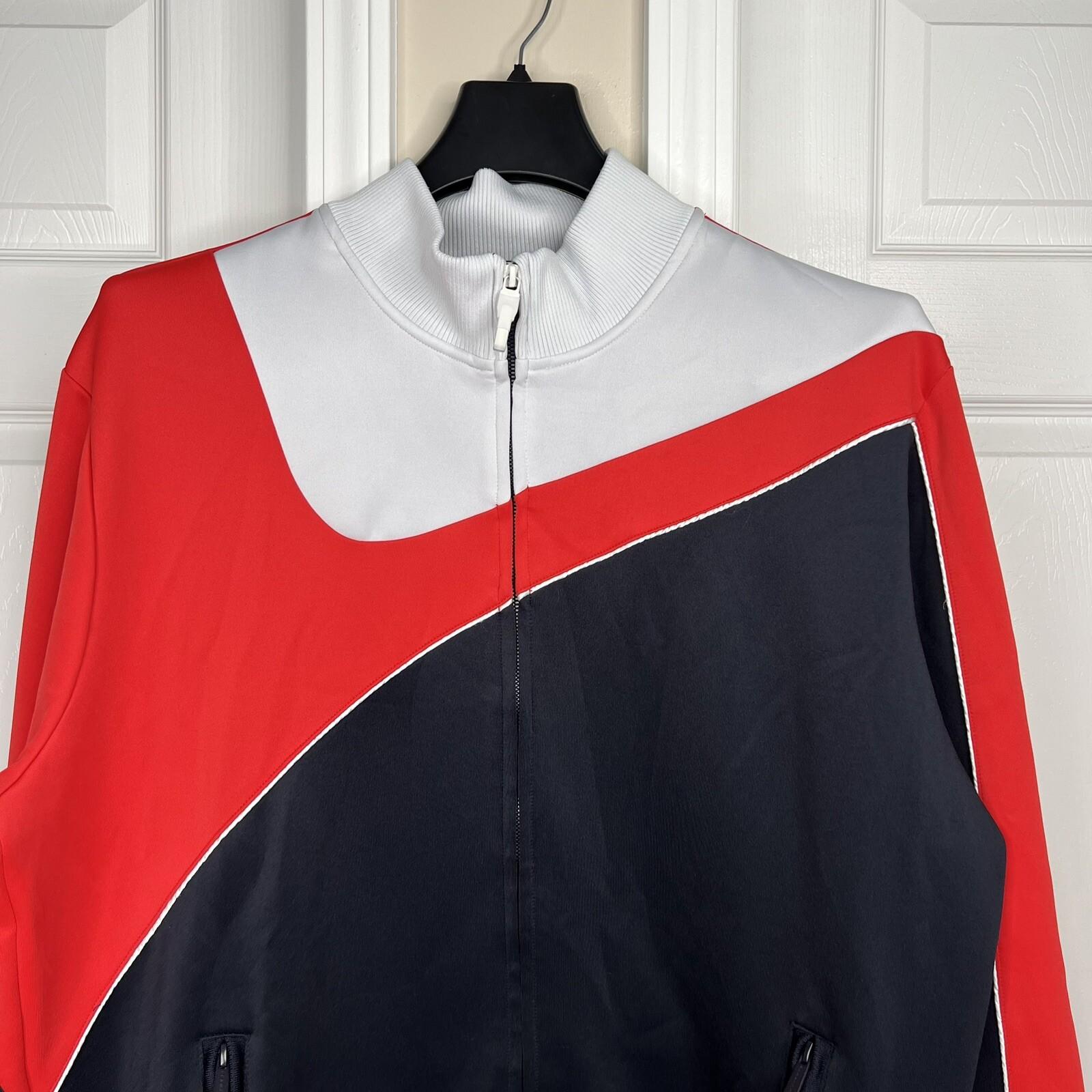 SEAN JOHN Men Track Jacket Size 2XL White Red Black Full Zip Collared Y2K
