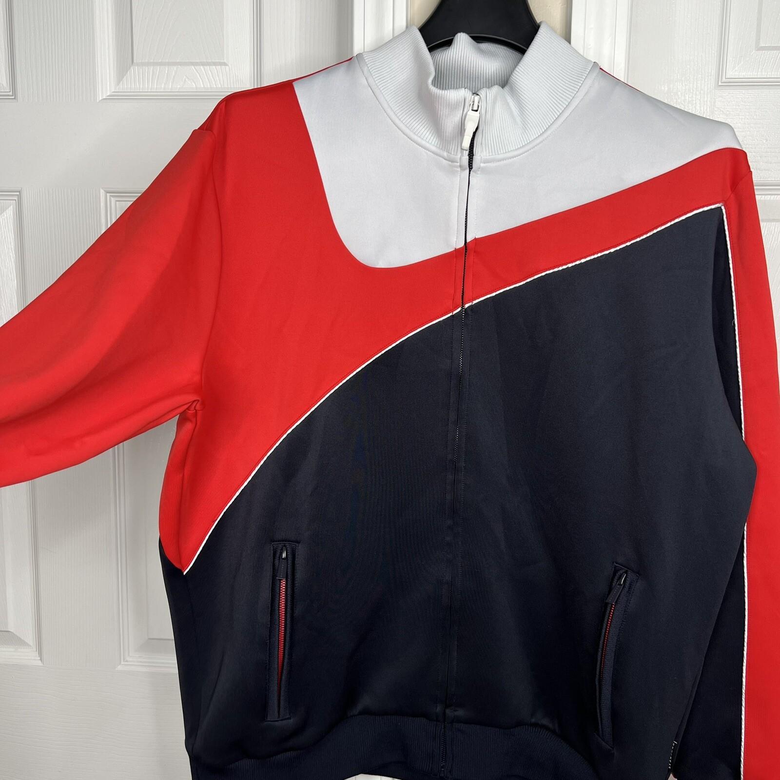 SEAN JOHN Men Track Jacket Size 2XL White Red Black Full Zip Collared Y2K