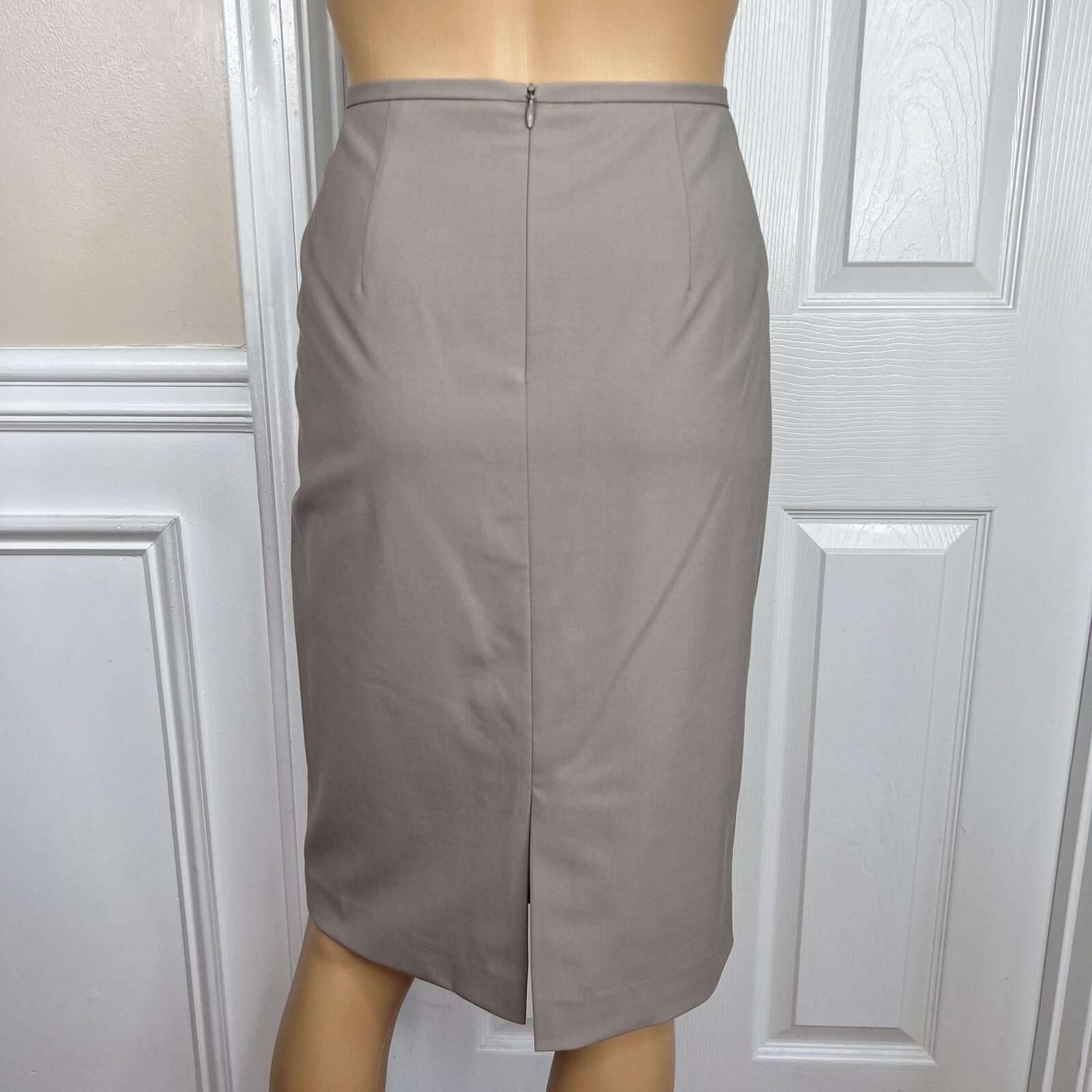 LAFAYETTE 148 NY  Women Virgin Wool Skirt Suit Size 4 Beige Stretch Lined 2PC