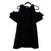 Kate Spade Dress S Black Cold Shoulder Cascading Ruffles Feminine Minimalist