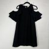 Kate Spade Dress S Black Cold Shoulder Cascading Ruffles Feminine Minimalist