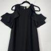 Kate Spade Dress S Black Cold Shoulder Cascading Ruffles Feminine Minimalist