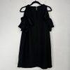 Kate Spade Dress S Black Cold Shoulder Cascading Ruffles Feminine Minimalist