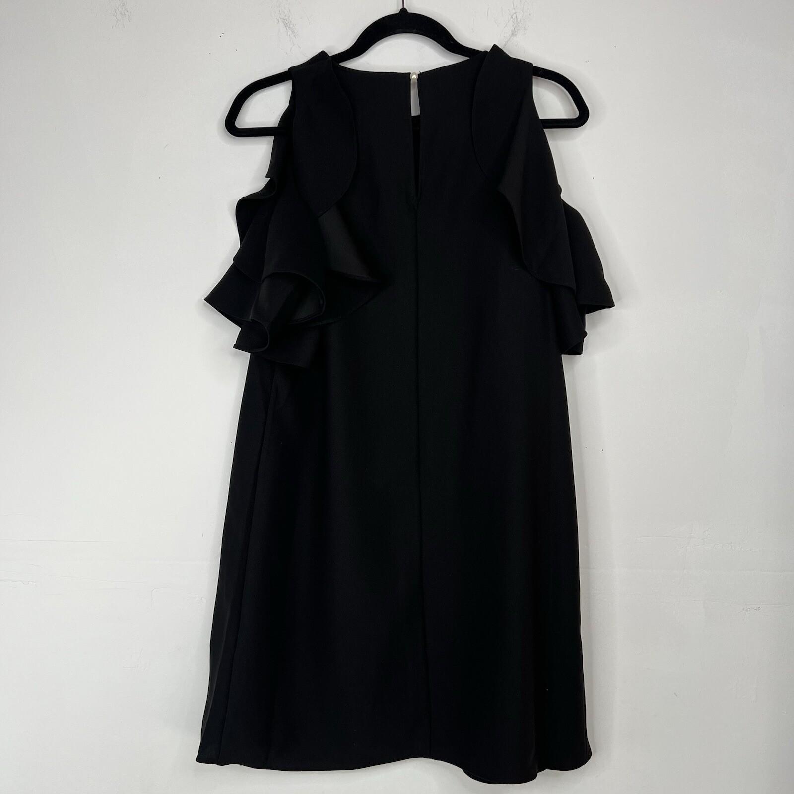 Kate Spade Dress S Black Cold Shoulder Cascading Ruffles Feminine Minimalist