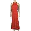 Calvin Klein Sheath Dress 14 Red Sleeveless Halter Full Length Formal Stretch