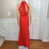 Calvin Klein Sheath Dress 14 Red Sleeveless Halter Full Length Formal Stretch