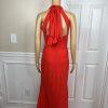 Calvin Klein Sheath Dress 14 Red Sleeveless Halter Full Length Formal Stretch