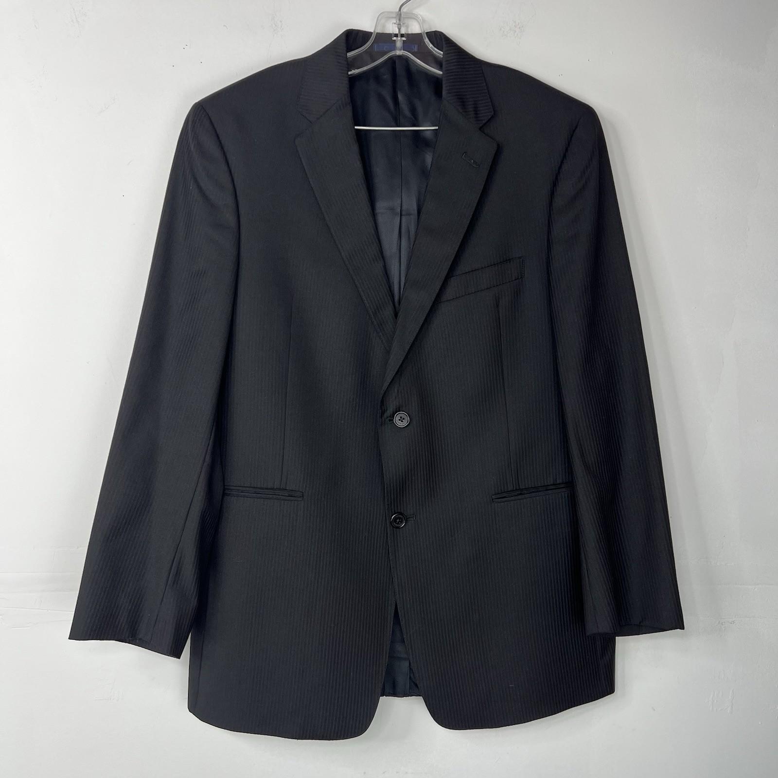 Cremieux Fabric Loro Piana VTG Men Wool Suit Size 44R Pants 36x28 Black Striped