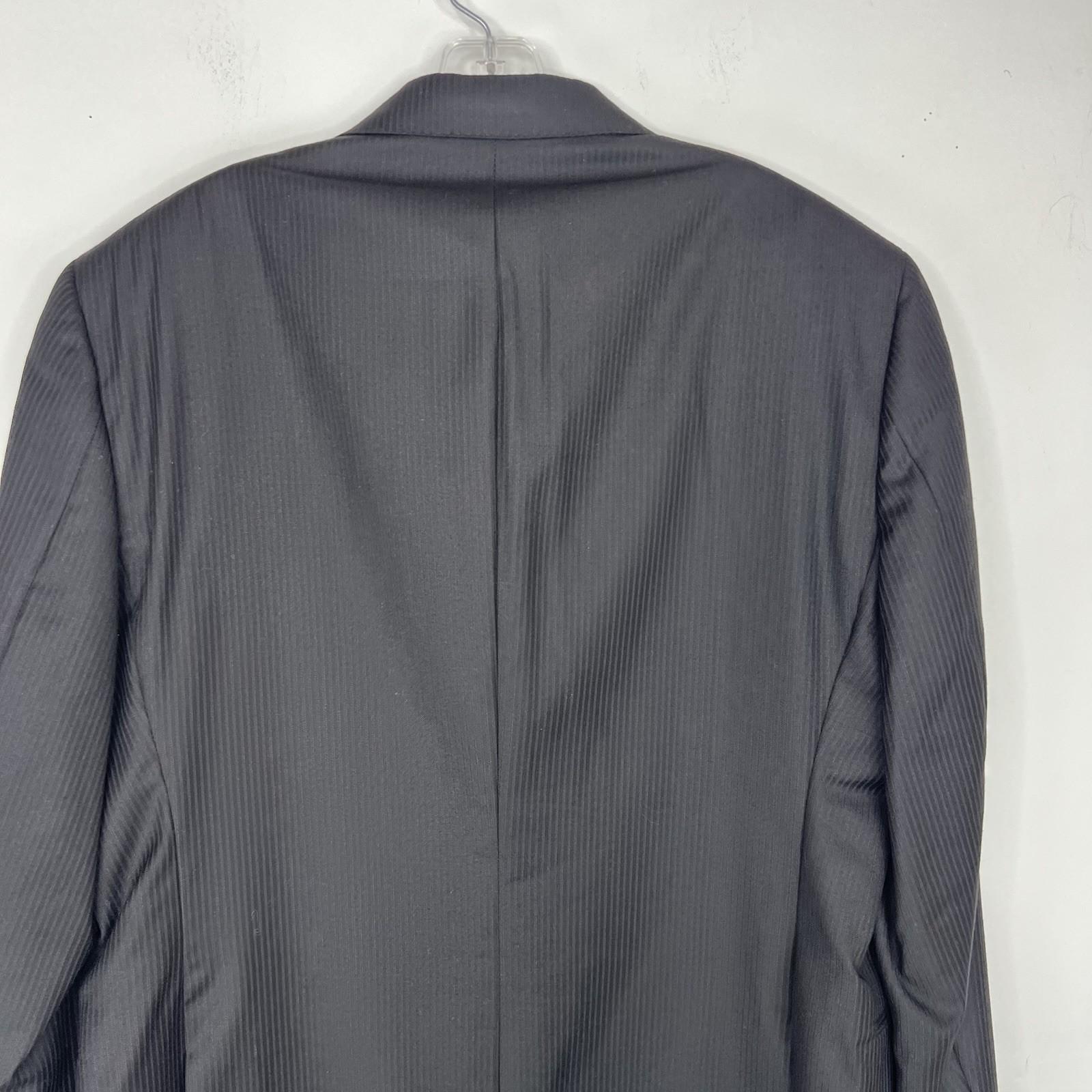 Cremieux Fabric Loro Piana VTG Men Wool Suit Size 44R Pants 36x28 Black Striped