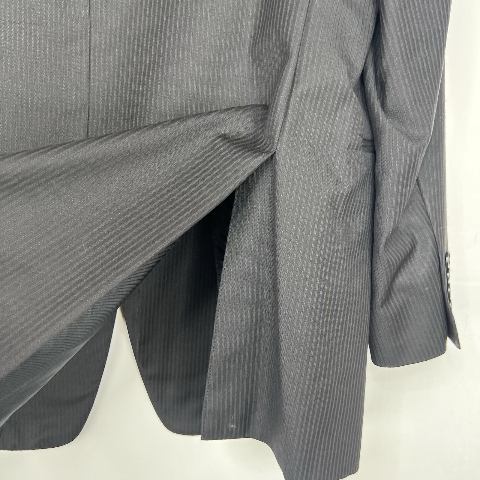 Cremieux Fabric Loro Piana VTG Men Wool Suit Size 44R Pants 36x28 Black Striped