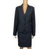 Calvin Klein Polyester Rayon Skirt 8 Suit 10 Black Striped Lined Career 2PC