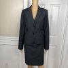 Calvin Klein Polyester Rayon Skirt 8 Suit 10 Black Striped Lined Career 2PC