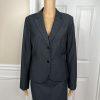 Calvin Klein Polyester Rayon Skirt 8 Suit 10 Black Striped Lined Career 2PC