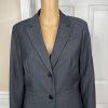 Calvin Klein Polyester Rayon Skirt 8 Suit 10 Black Striped Lined Career 2PC