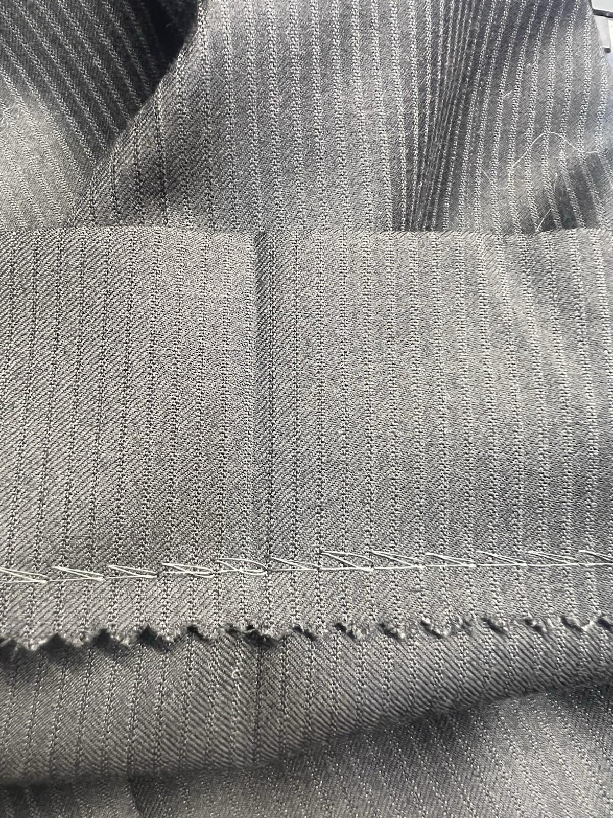 Cremieux Fabric Loro Piana VTG Men Wool Suit Size 44R Pants 36x28 Black Striped