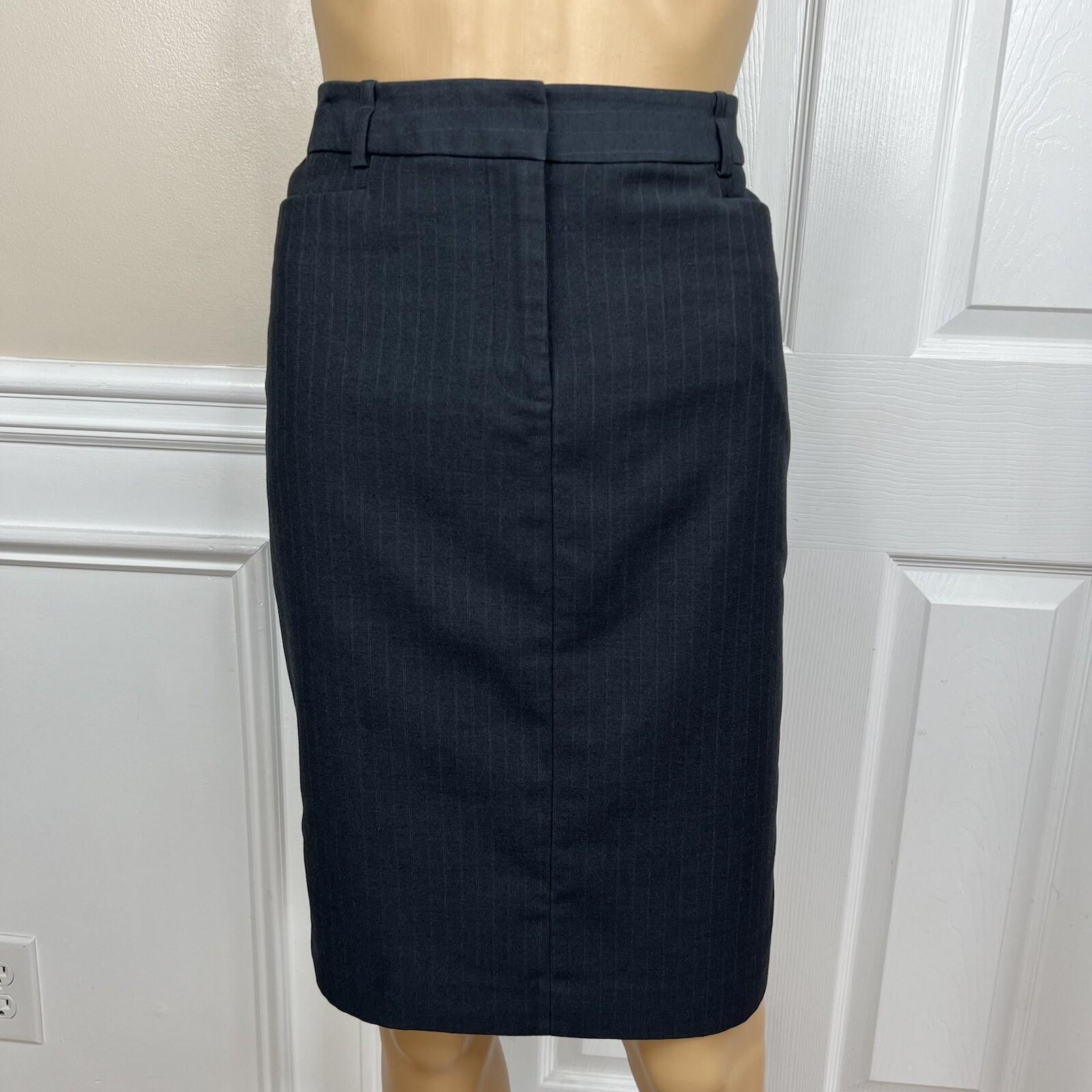 Calvin Klein Polyester Rayon Skirt 8 Suit 10 Black Striped Lined Career 2PC