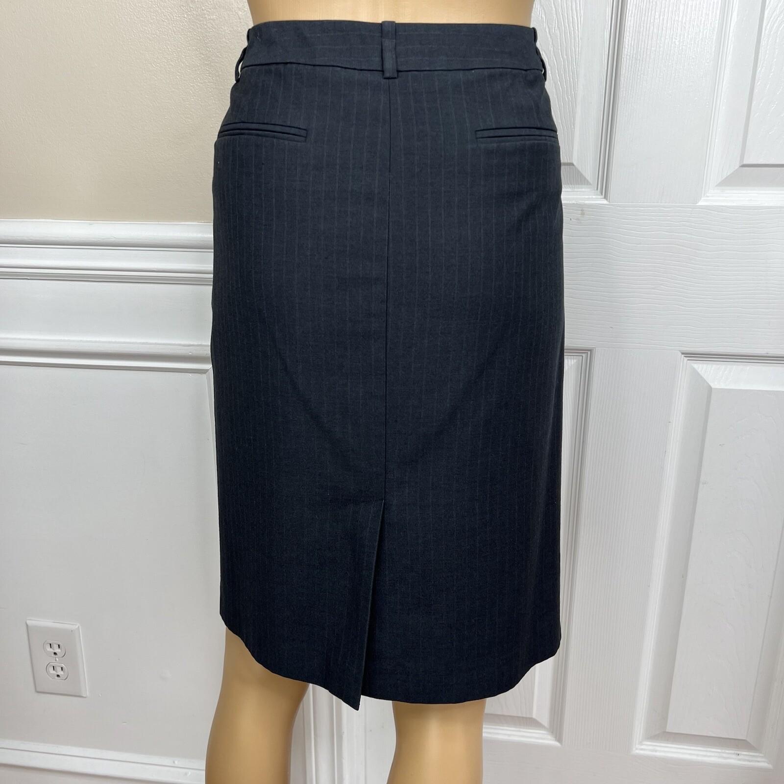 Calvin Klein Polyester Rayon Skirt 8 Suit 10 Black Striped Lined Career 2PC