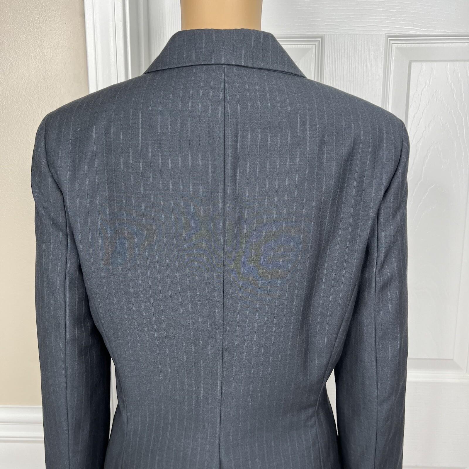 Calvin Klein Polyester Rayon Skirt 8 Suit 10 Black Striped Lined Career 2PC