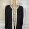 Valentine Polyester Skirt Suit Top 12 Gold Black Beaded Open Front Lined 3PC
