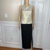 Valentine Polyester Skirt Suit Top 12 Gold Black Beaded Open Front Lined 3PC