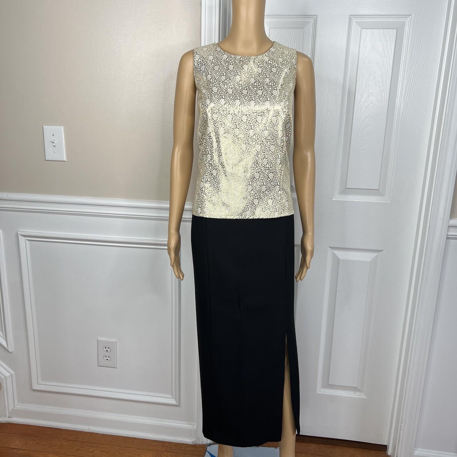 Valentine Polyester Skirt Suit Top 12 Gold Black Beaded Open Front Lined 3PC