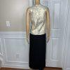 Valentine Polyester Skirt Suit Top 12 Gold Black Beaded Open Front Lined 3PC