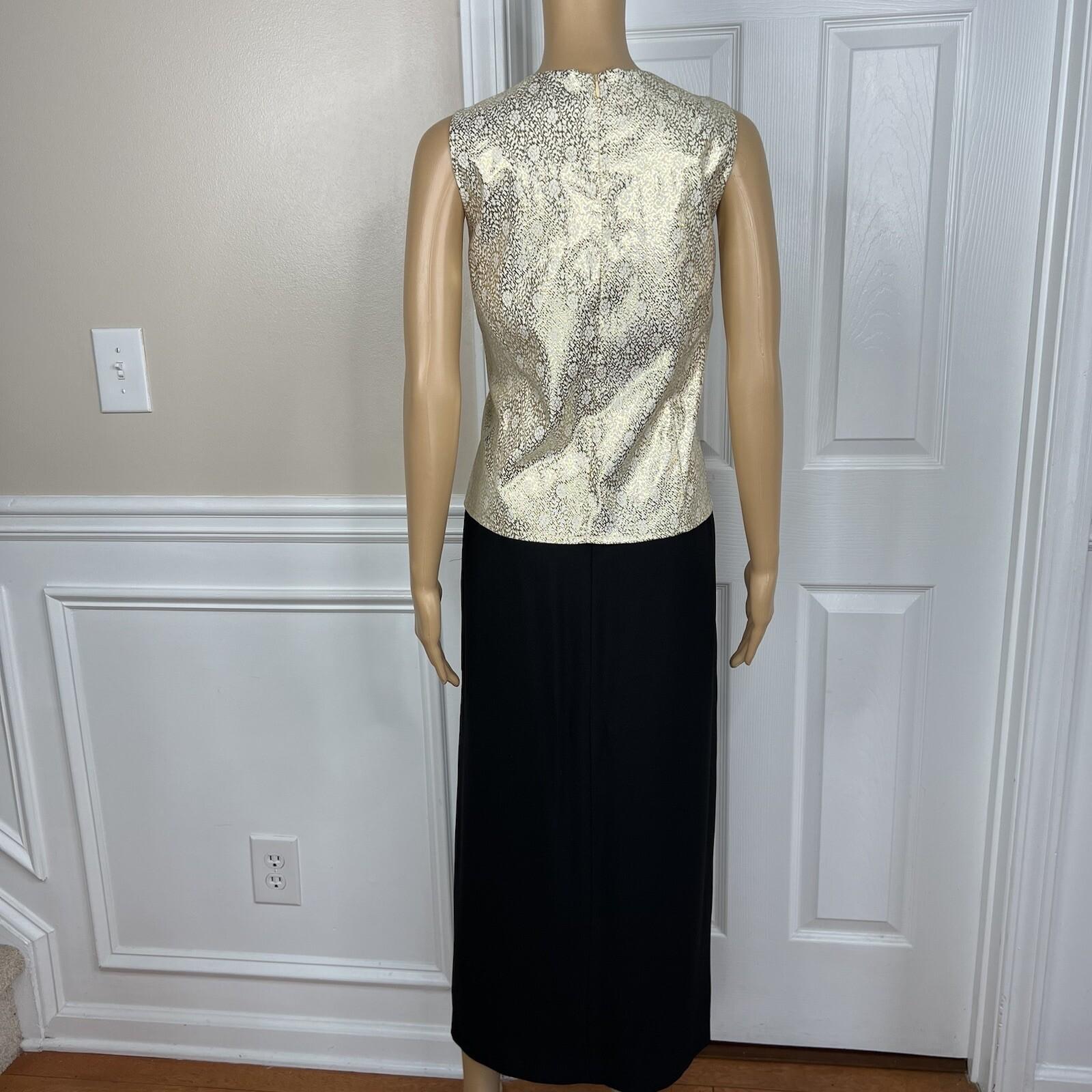 Valentine Polyester Skirt Suit Top 12 Gold Black Beaded Open Front Lined 3PC