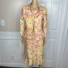 Nipon Boutique Vintage Polyester Rayon Dress Suit 10 Floral Brocade Lined 2PC