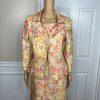 Nipon Boutique Vintage Polyester Rayon Dress Suit 10 Floral Brocade Lined 2PC