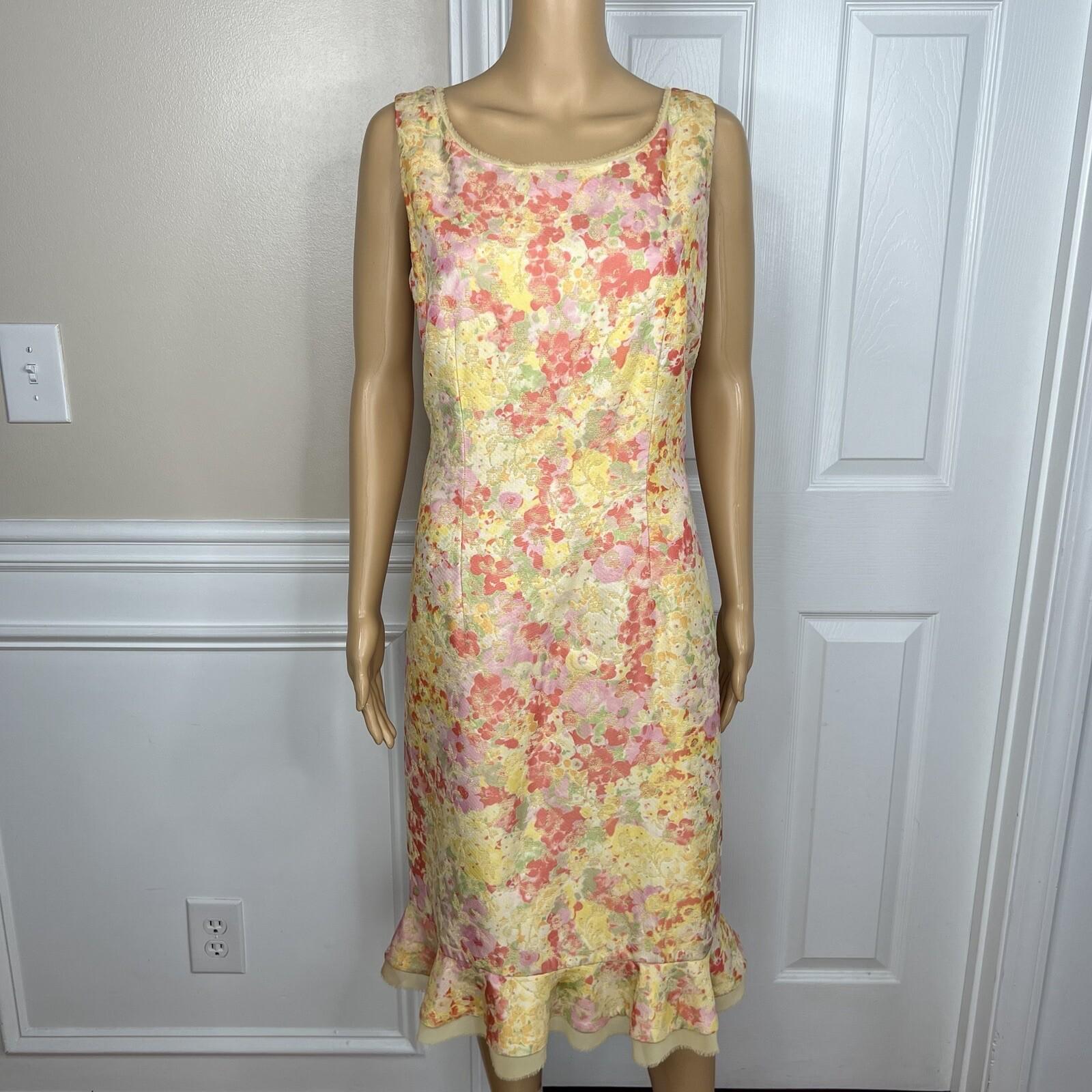 Nipon Boutique Vintage Polyester Rayon Dress Suit 10 Floral Brocade Lined 2PC