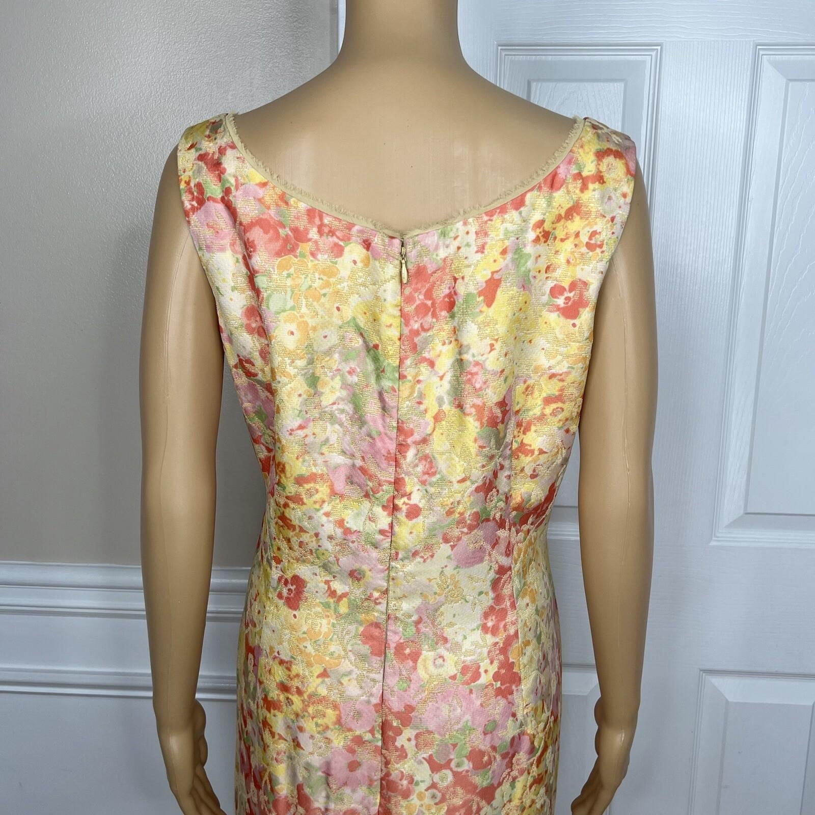 Nipon Boutique Vintage Polyester Rayon Dress Suit 10 Floral Brocade Lined 2PC