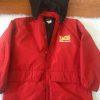 BUTWIN Men Red Zipped Hooded Nylon Windbreaker Quilted Lining Coat Size L