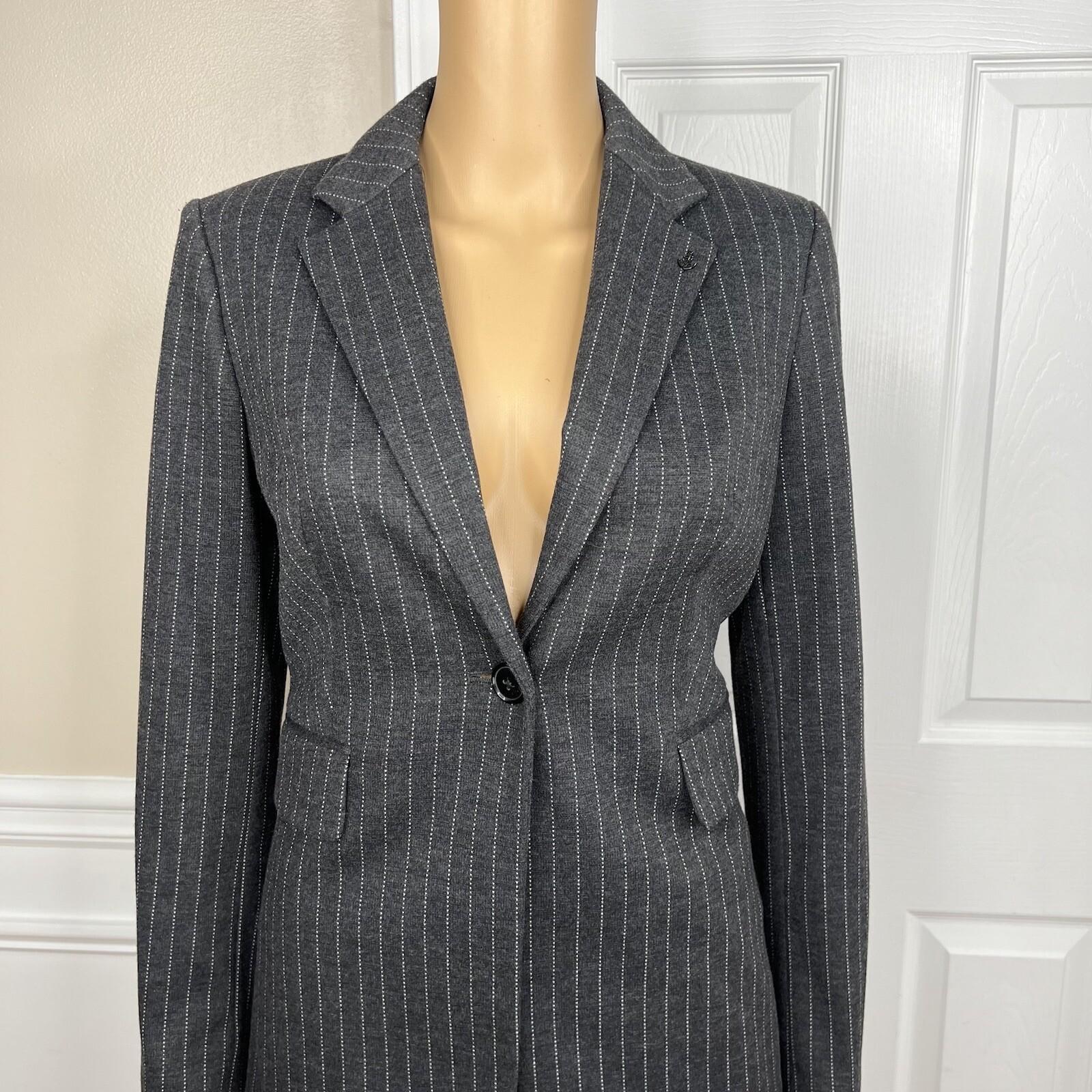 Tommy Hilfiger Rayon Polyester Spandex Skirt 4 Suit 2 Gray Striped 2PC New
