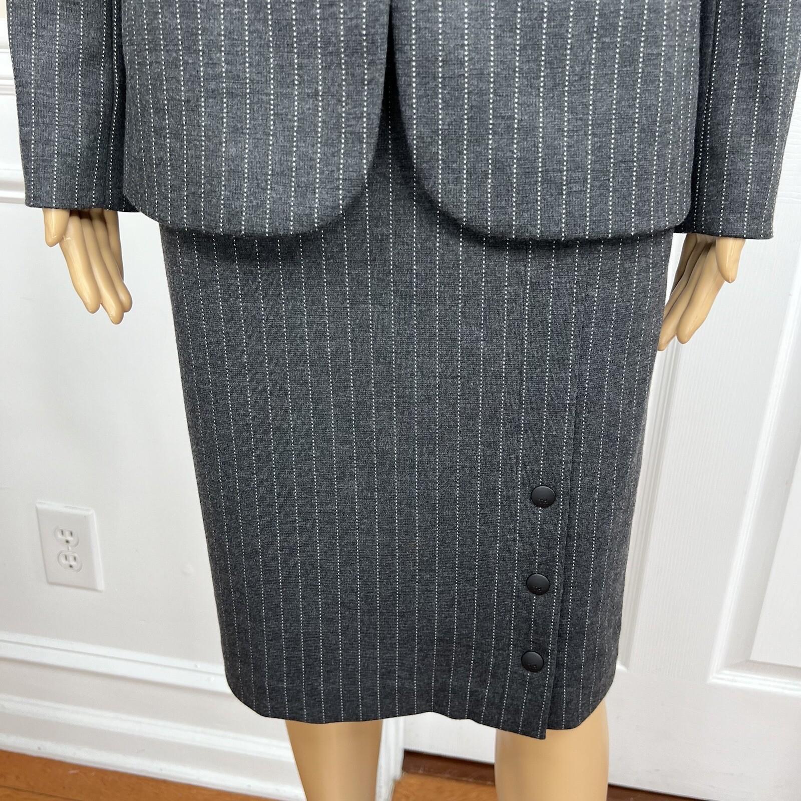 Tommy Hilfiger Rayon Polyester Spandex Skirt 4 Suit 2 Gray Striped 2PC New