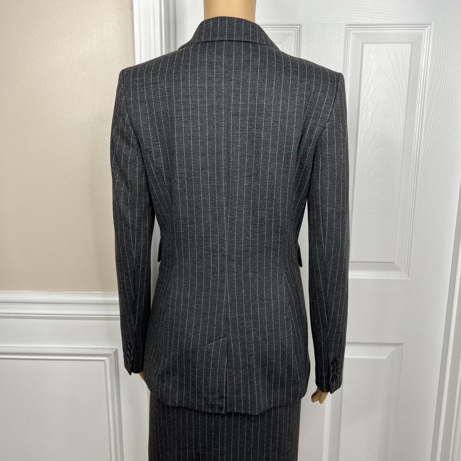 Tommy Hilfiger Rayon Polyester Spandex Skirt 4 Suit 2 Gray Striped 2PC New