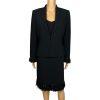 Albert Nipon Triacetate Polyester Dress Suit 10 Black Beaded Embellished 2PC