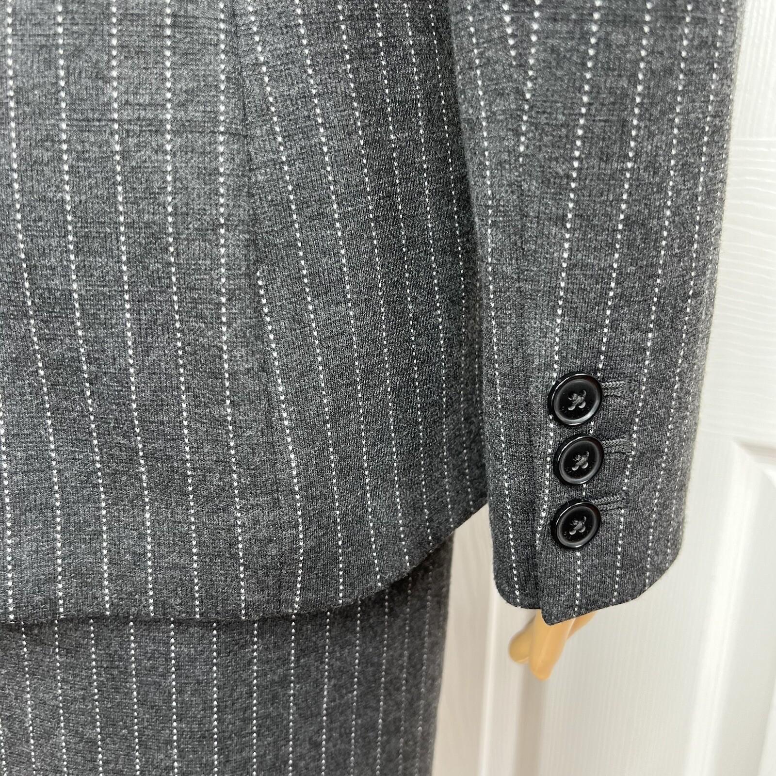 Tommy Hilfiger Rayon Polyester Spandex Skirt 4 Suit 2 Gray Striped 2PC New
