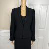Albert Nipon Triacetate Polyester Dress Suit 10 Black Beaded Embellished 2PC
