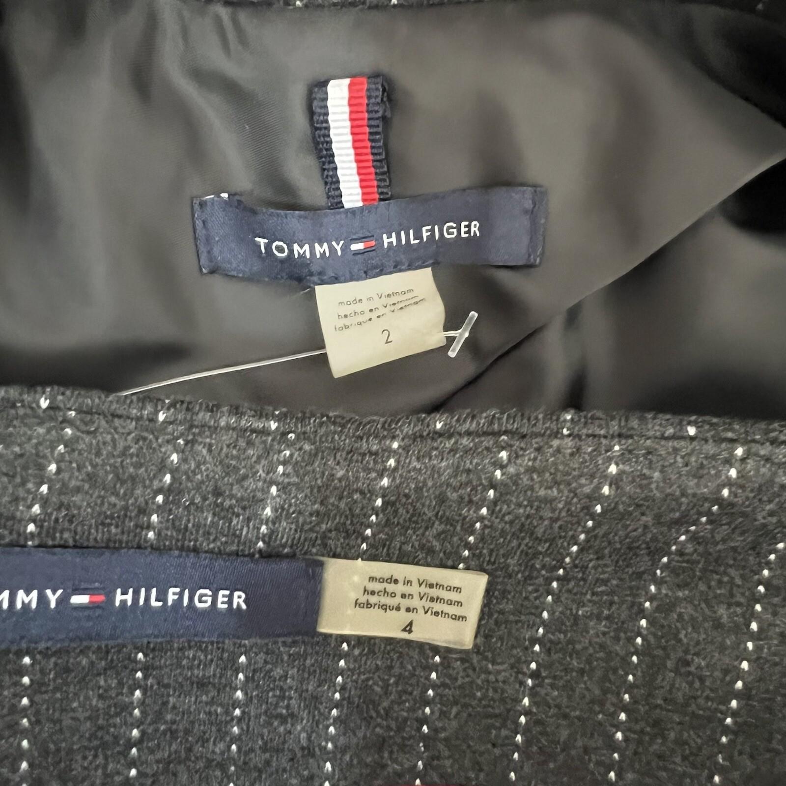 Tommy Hilfiger Rayon Polyester Spandex Skirt 4 Suit 2 Gray Striped 2PC New