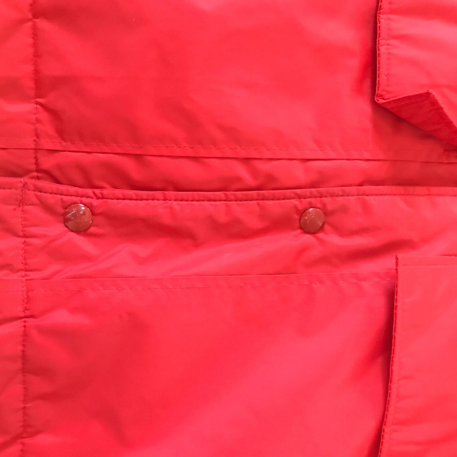 BUTWIN Men Red Zipped Hooded Nylon Windbreaker Quilted Lining Coat Size L