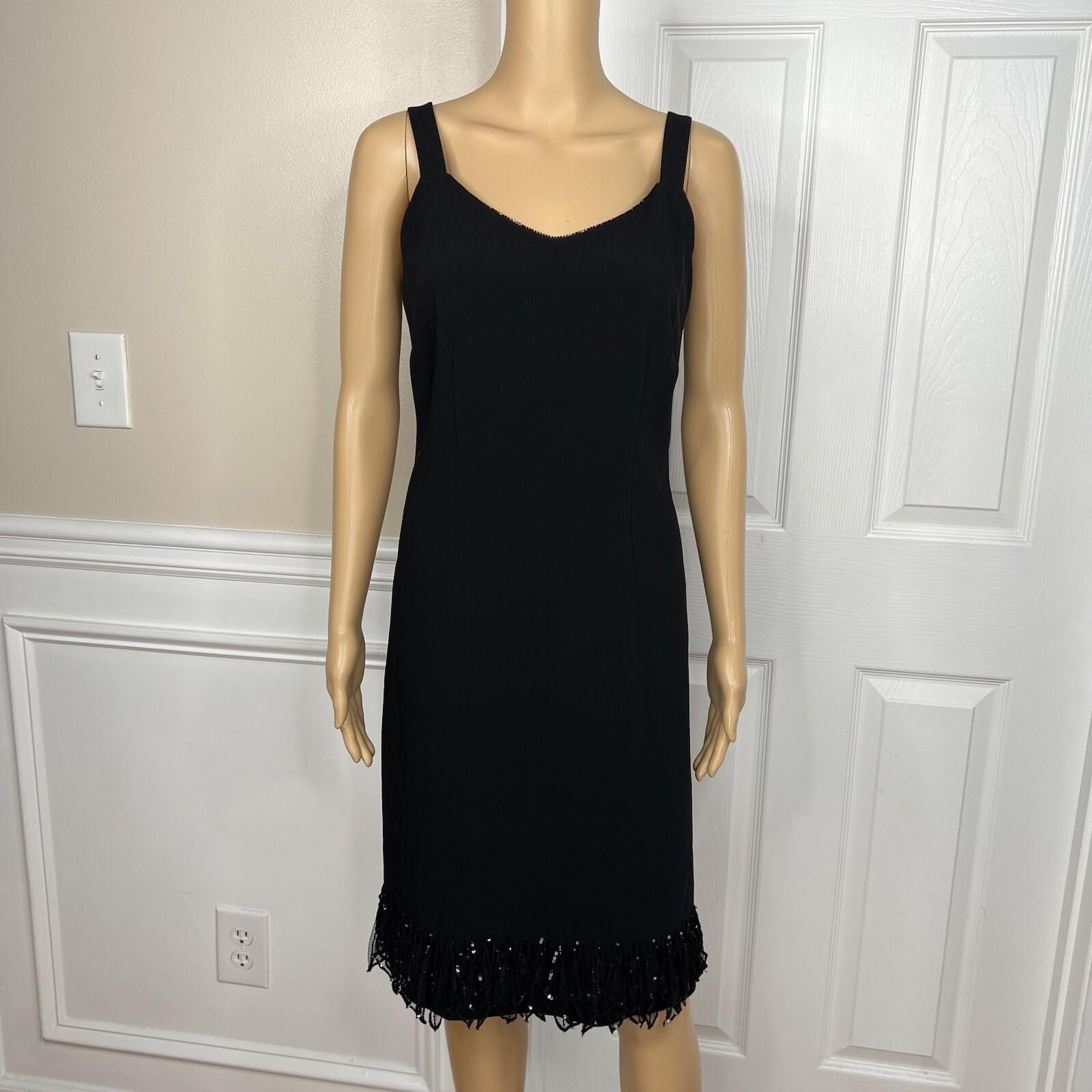 Albert Nipon Triacetate Polyester Dress Suit 10 Black Beaded Embellished 2PC