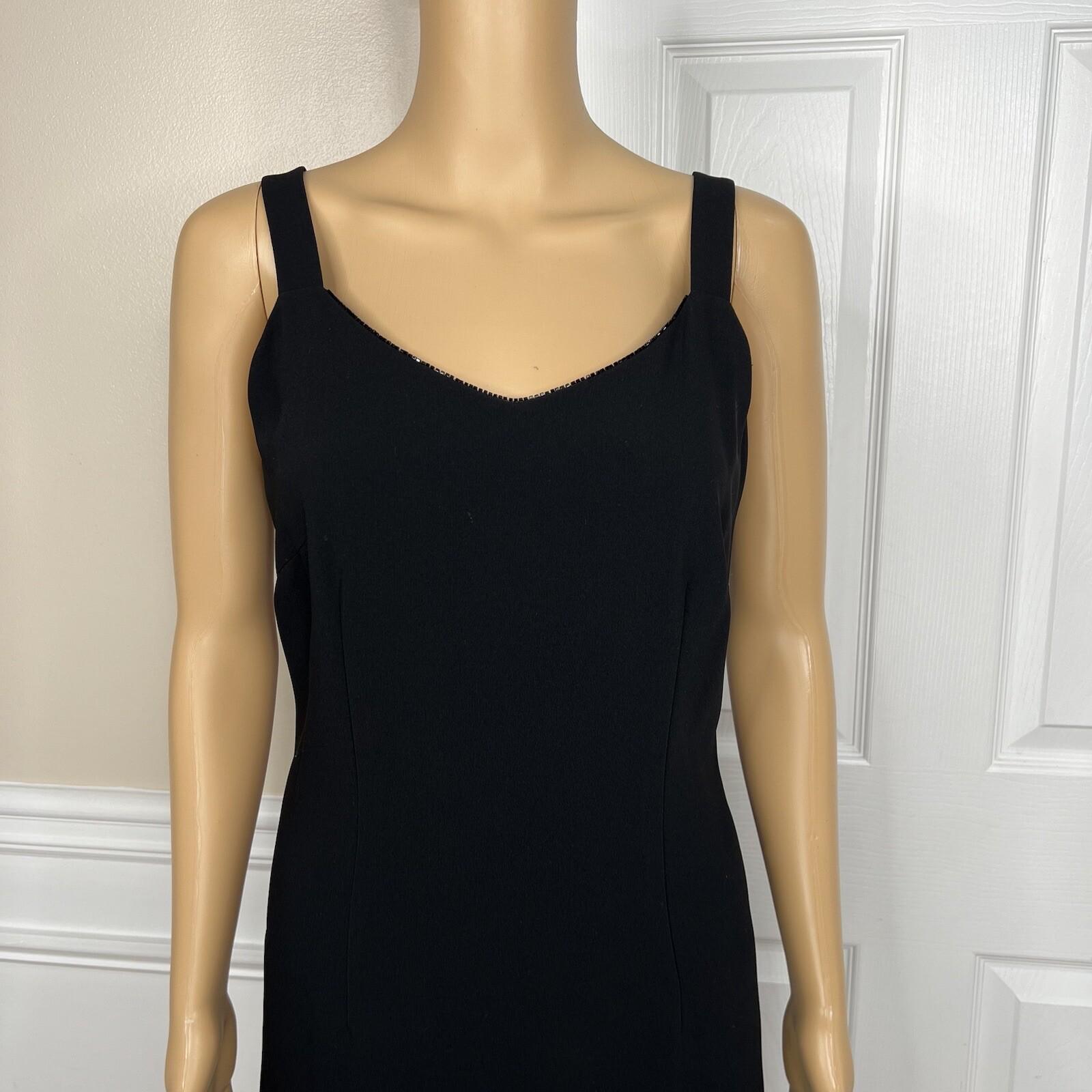 Albert Nipon Triacetate Polyester Dress Suit 10 Black Beaded Embellished 2PC