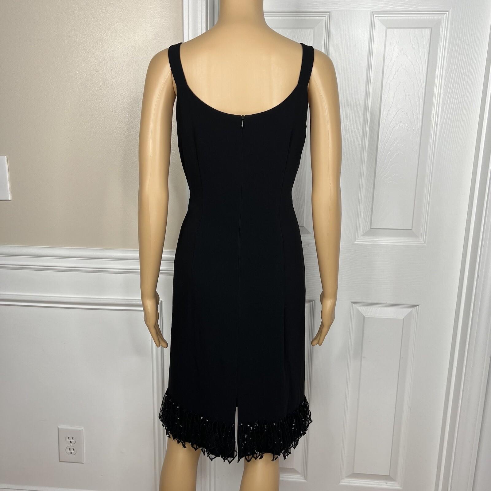 Albert Nipon Triacetate Polyester Dress Suit 10 Black Beaded Embellished 2PC