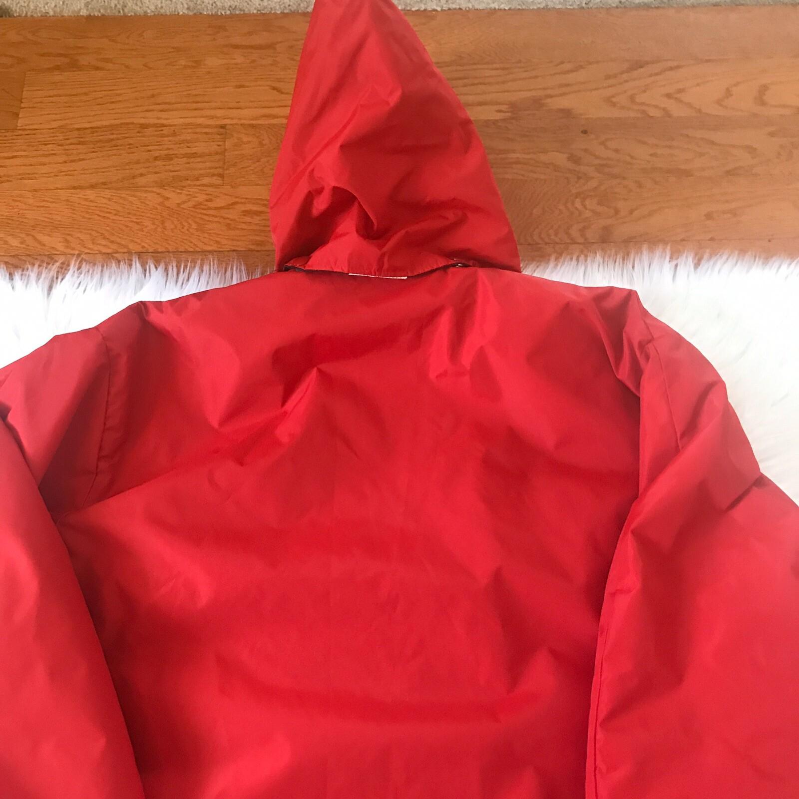 BUTWIN Men Red Zipped Hooded Nylon Windbreaker Quilted Lining Coat Size L