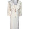 LARRY LEVINE 2PC Oatmeal Polyester Rayon Stretch Dress Suit Size 14 MSRP 0
