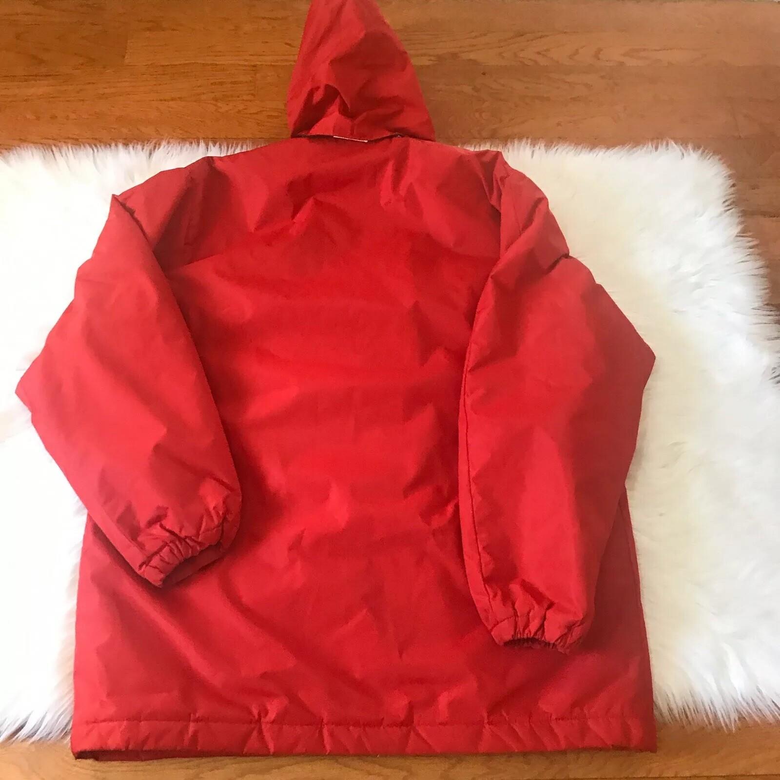 BUTWIN Men Red Zipped Hooded Nylon Windbreaker Quilted Lining Coat Size L