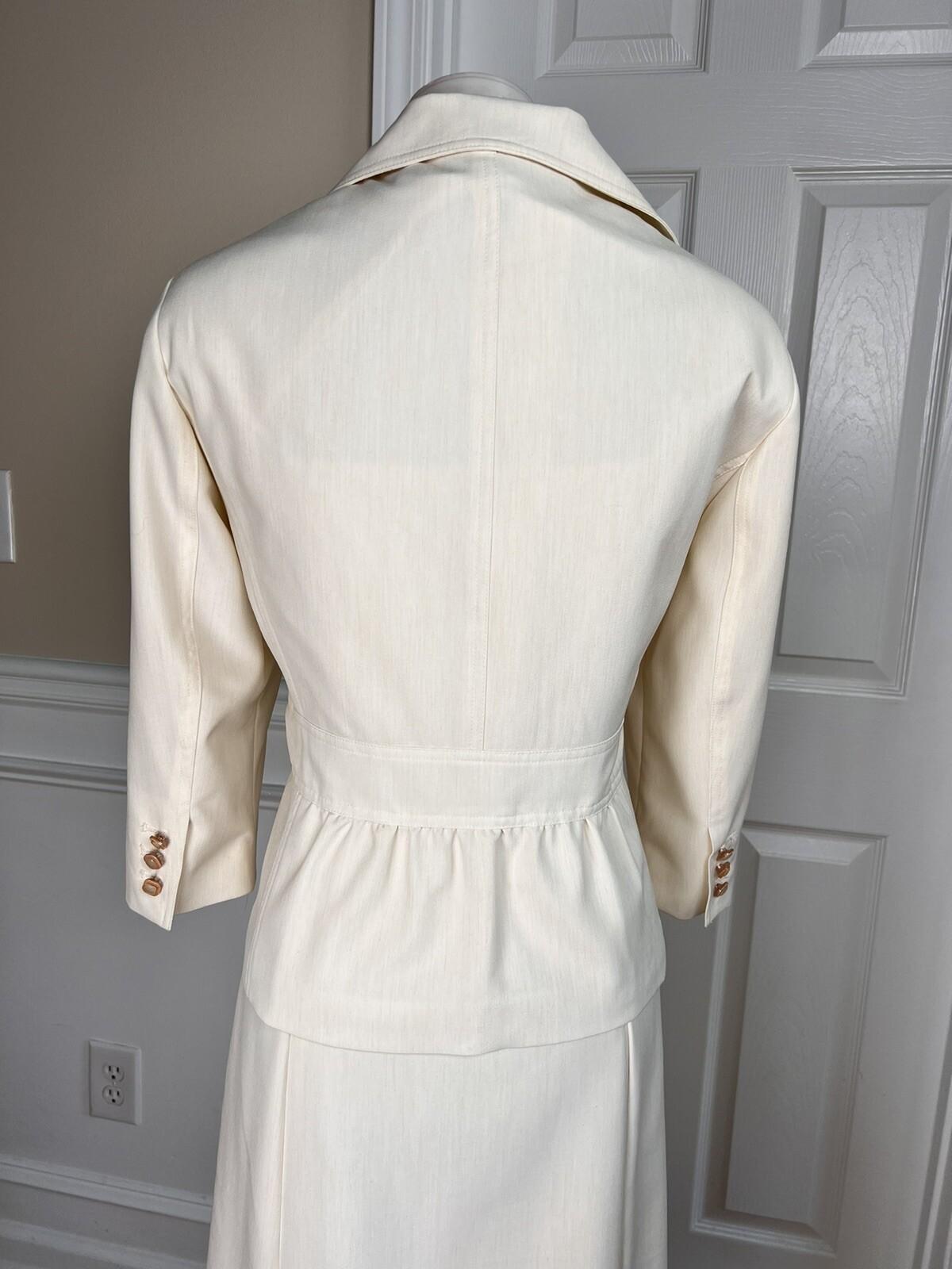 LARRY LEVINE 2PC Oatmeal Polyester Rayon Stretch Dress Suit Size 14 MSRP 0