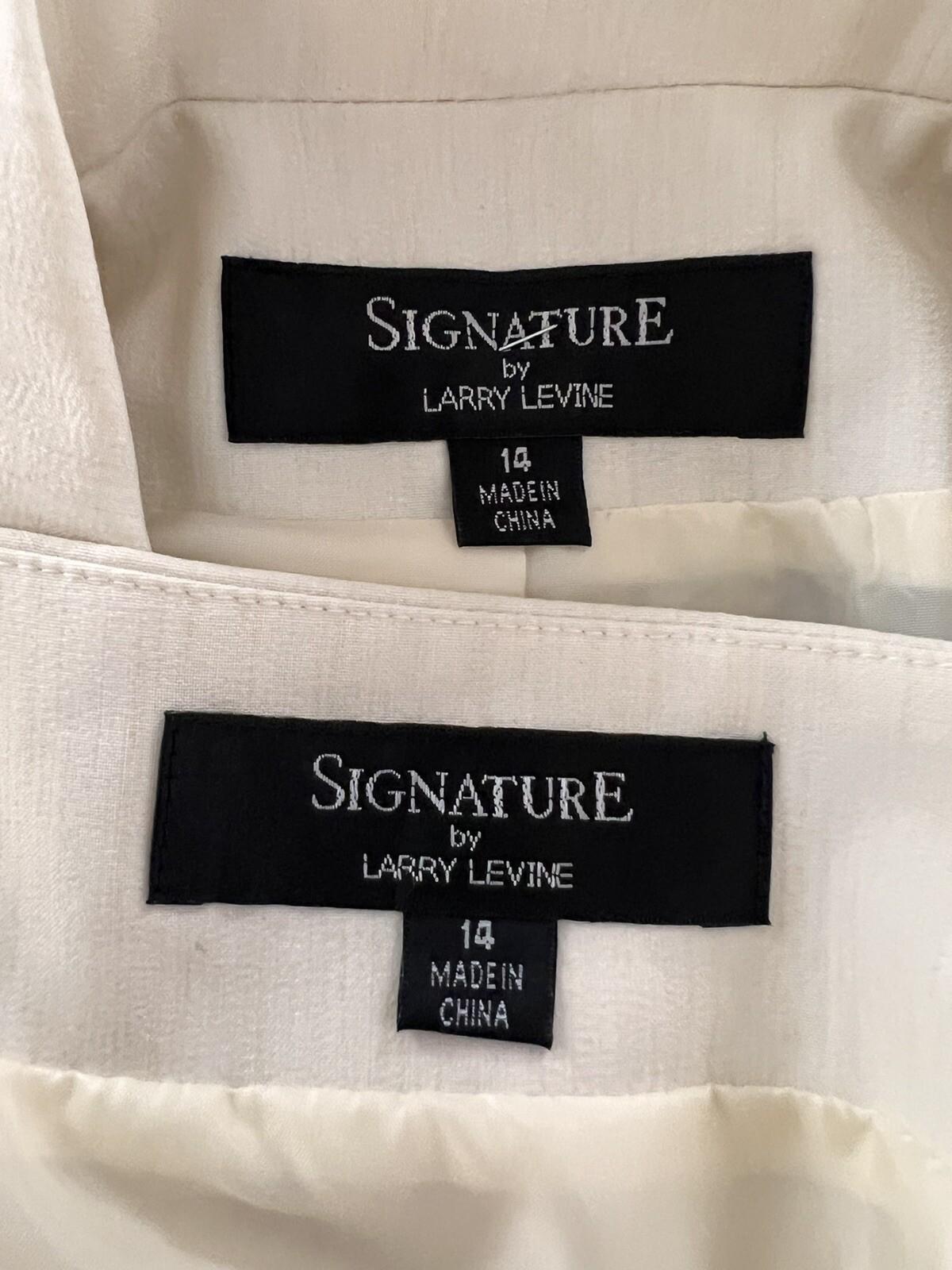 LARRY LEVINE 2PC Oatmeal Polyester Rayon Stretch Dress Suit Size 14 MSRP 0