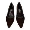 SALVATORE FERRAGAMO Vintage Women Brown Leather Crocodile Velvet Pumps Size 9.5A